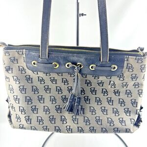 DOONEY & BOURKE‎ shoulder purse mini jacquard and leather trim tassel charm